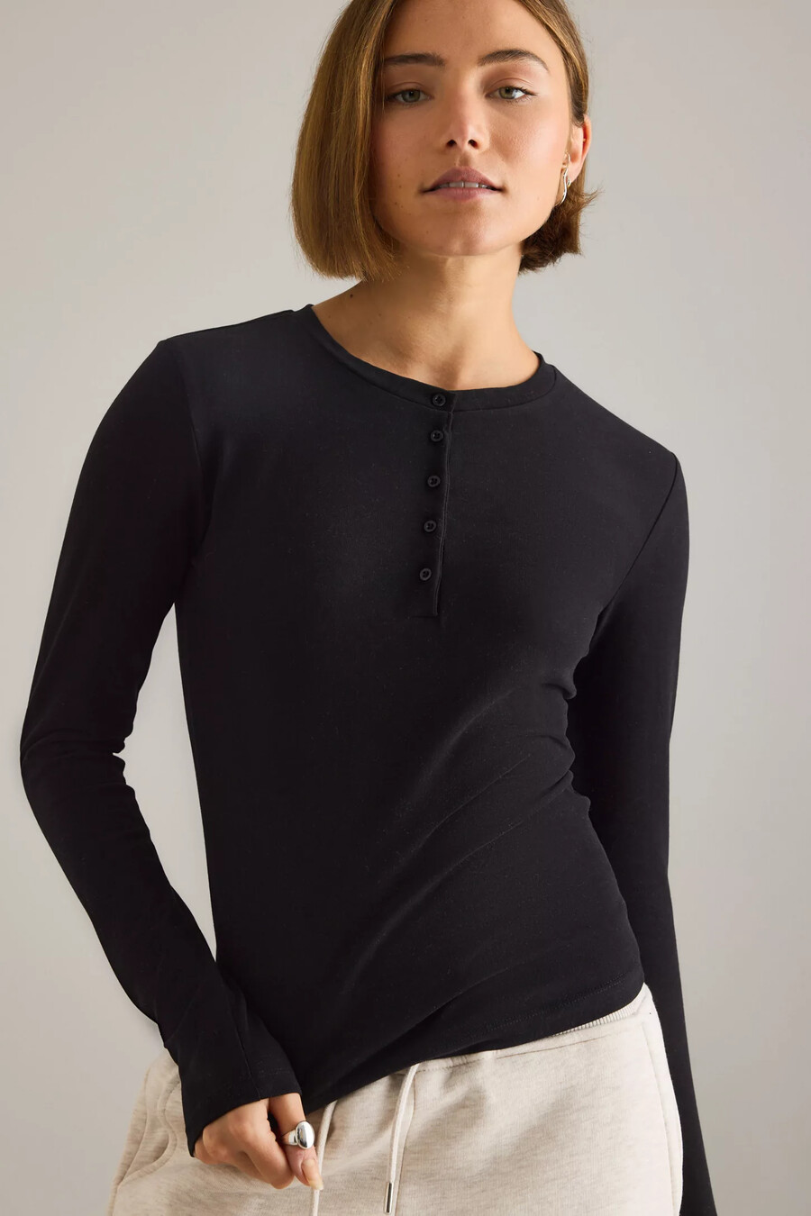 camiseta henley de algodón tala 365 core