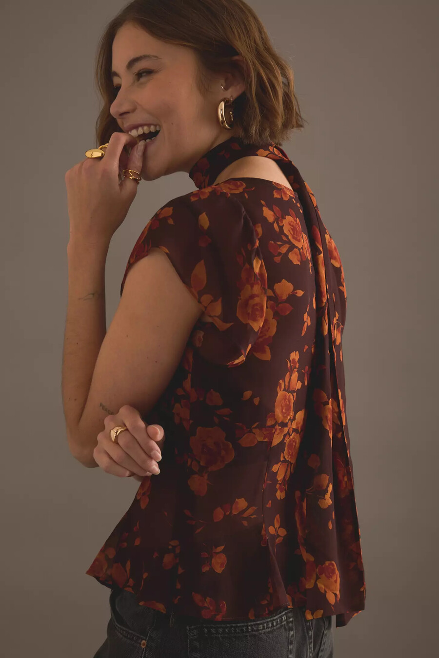 kitri clementina autumn rose print top