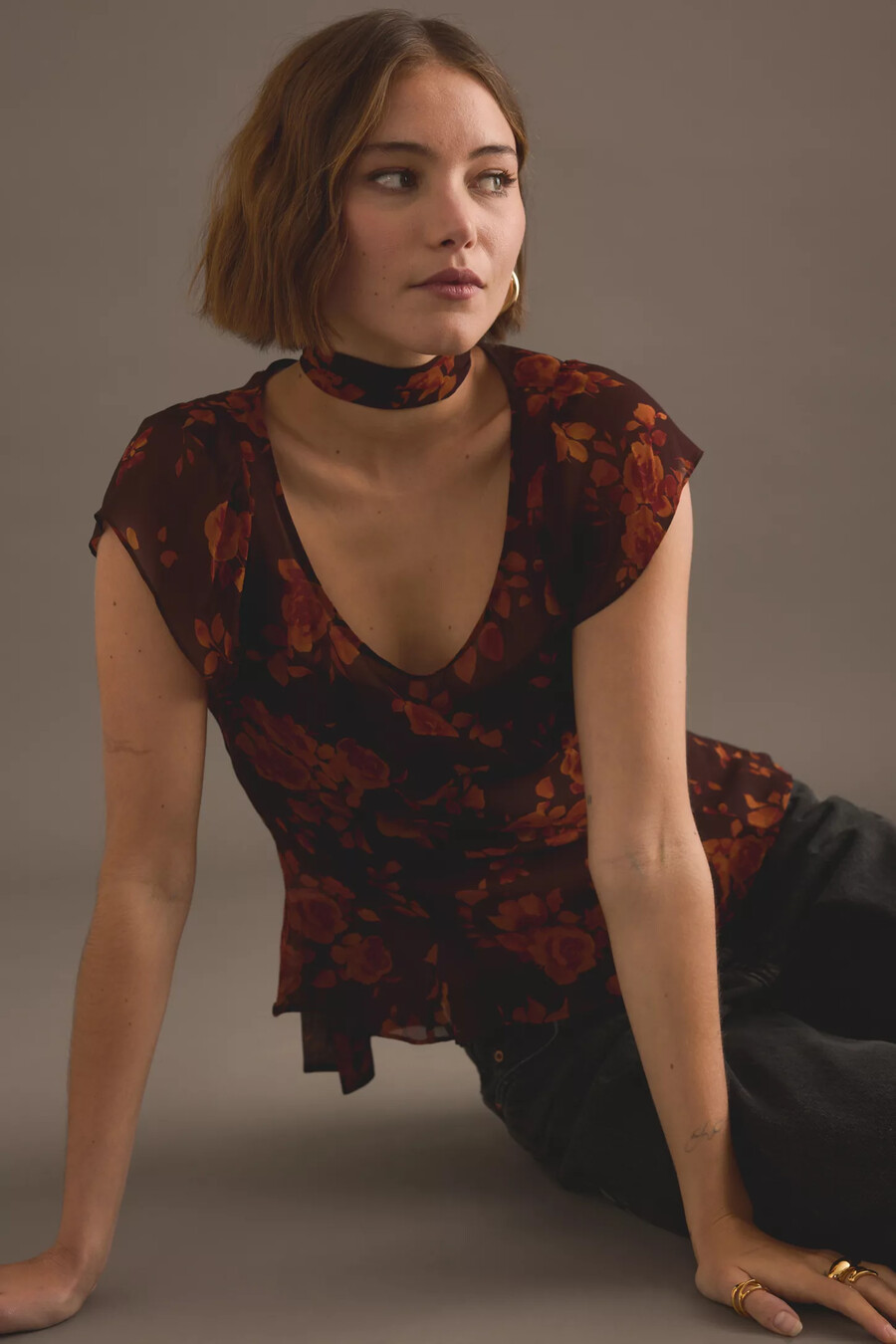 kitri clementina autumn rose print top