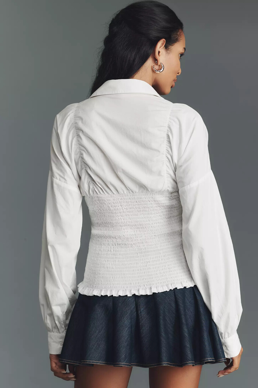 camisa abotonada con corsé fruncido de maeve