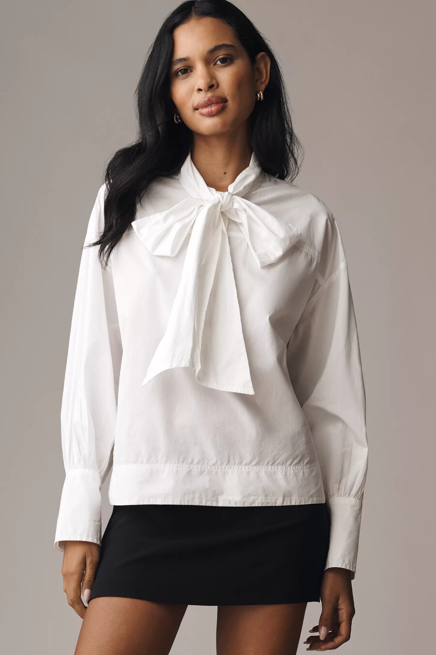 blusa de algodón con cuello anudado maeve