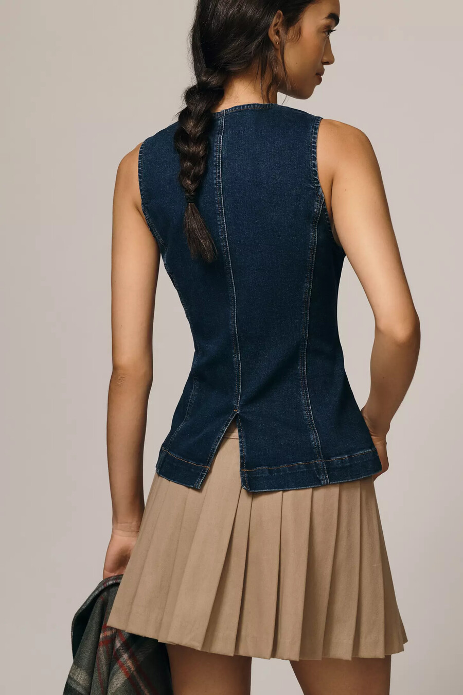 chaleco vaquero de cuello redondo maeve