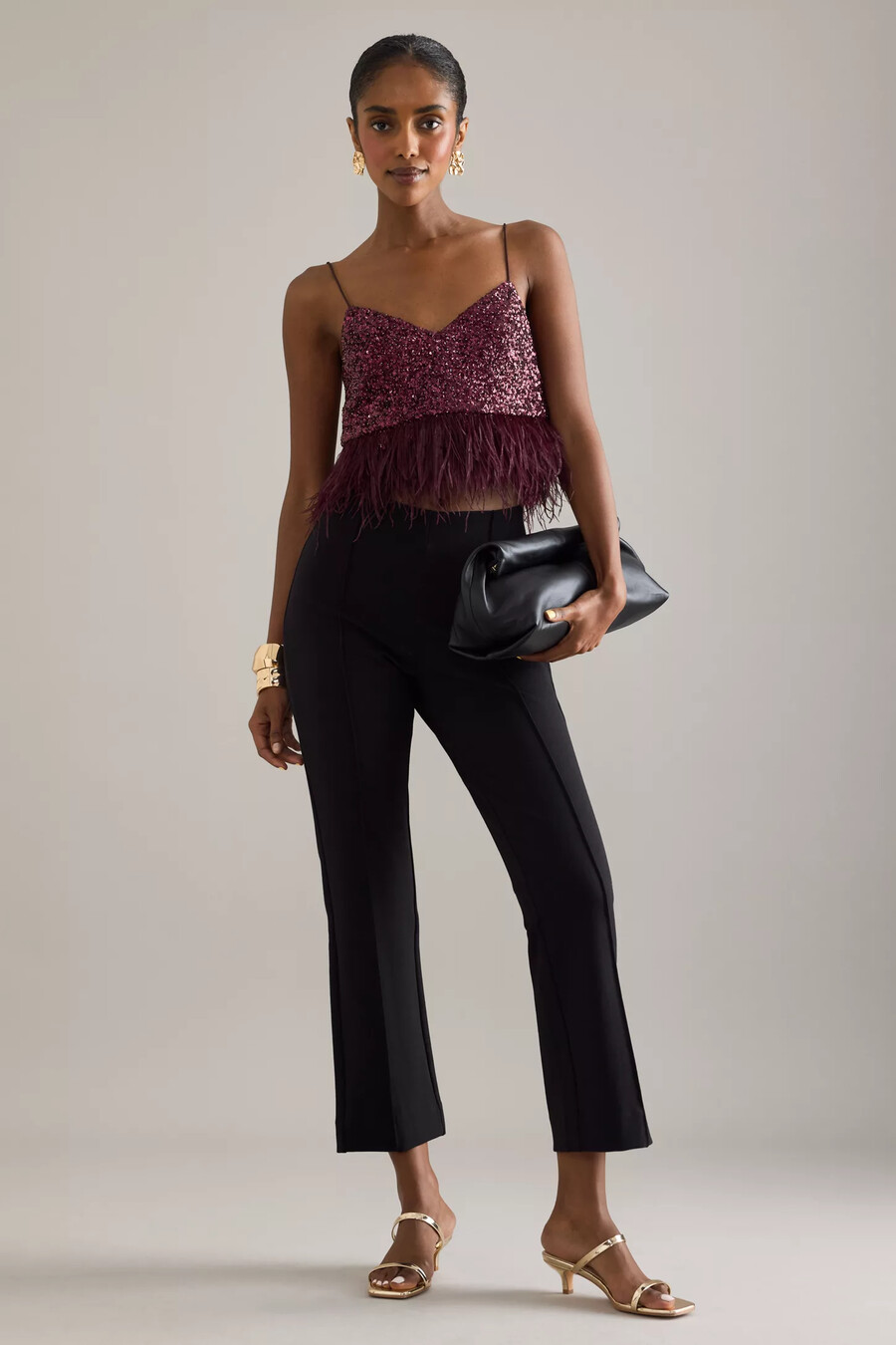 camiseta sin mangas con plumas y lentejuelas de anthropologie