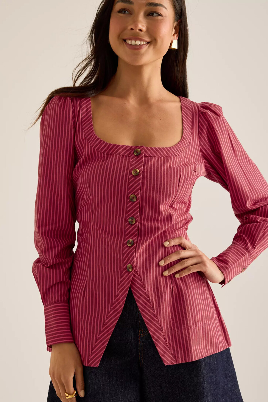 blusa de escote cuadrado damson madder clare