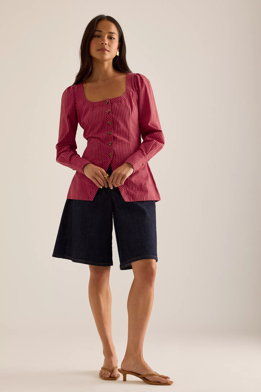 blusa de escote cuadrado damson madder clare