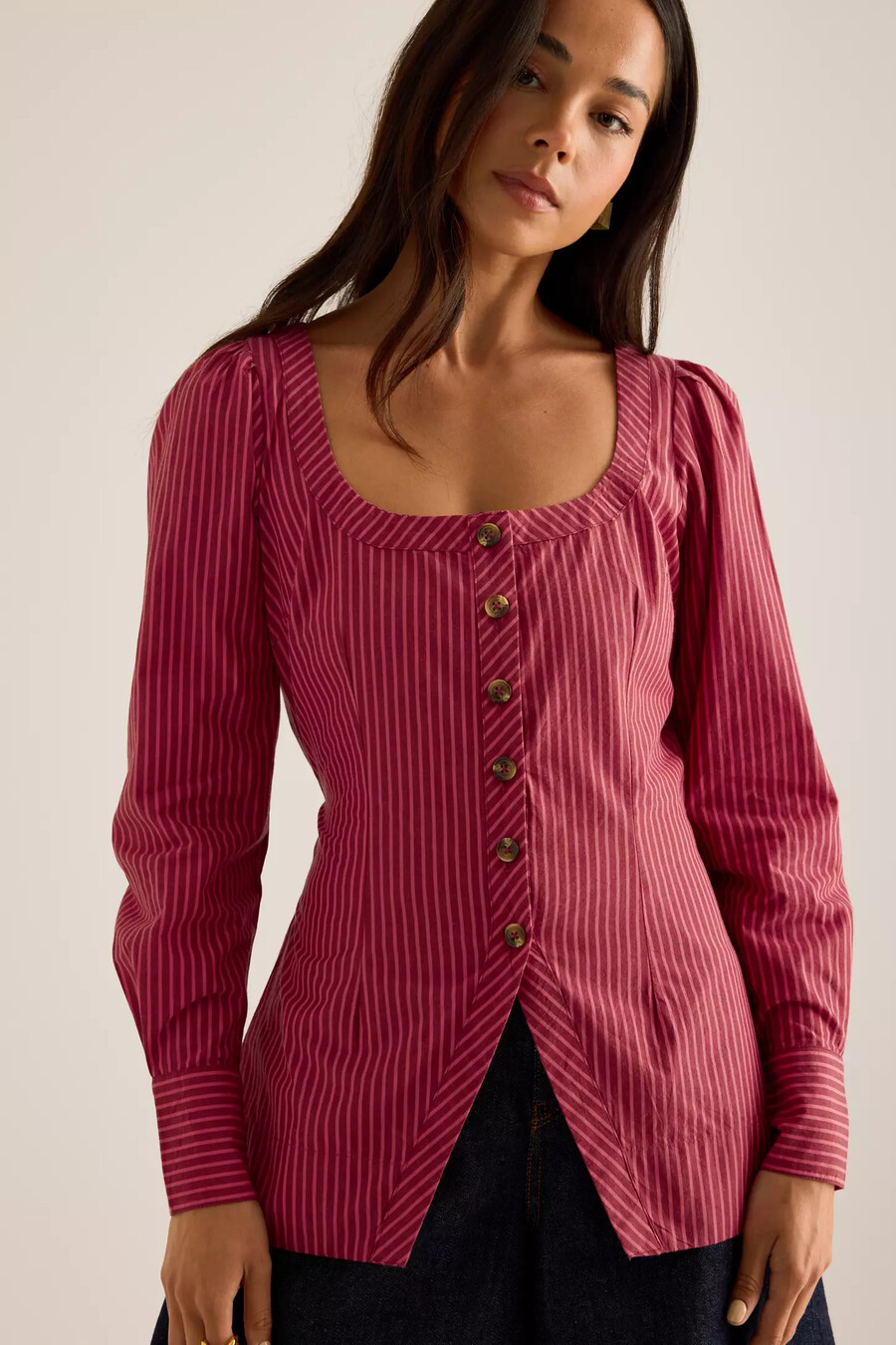 blusa de escote cuadrado damson madder clare