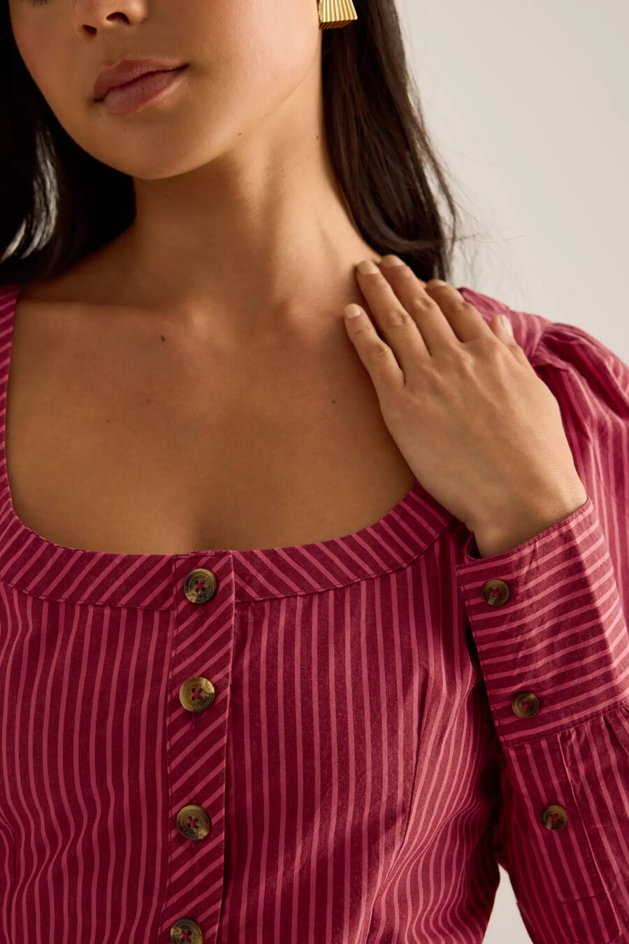 blusa de escote cuadrado damson madder clare