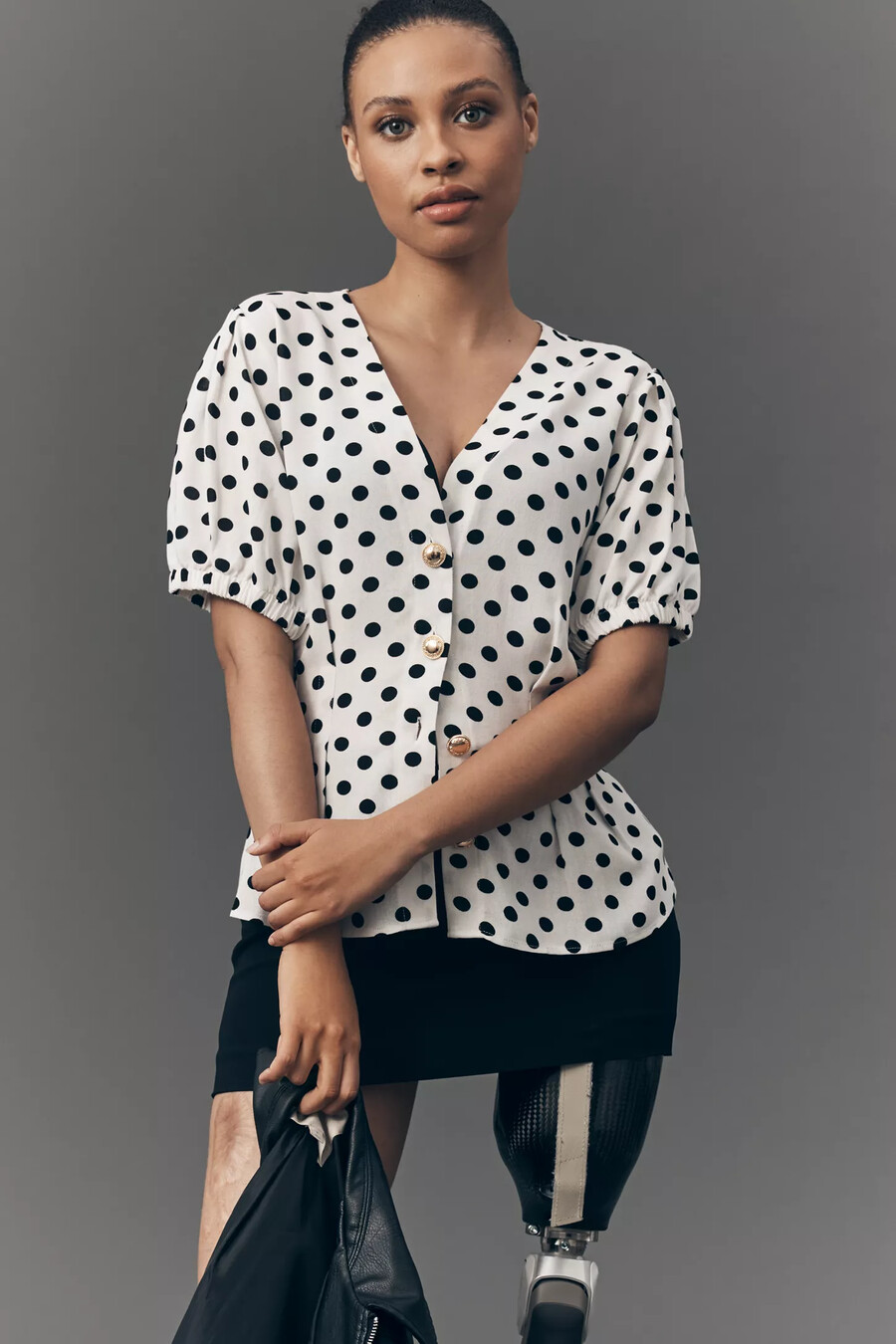 blusa de lunares de manga corta maeve
