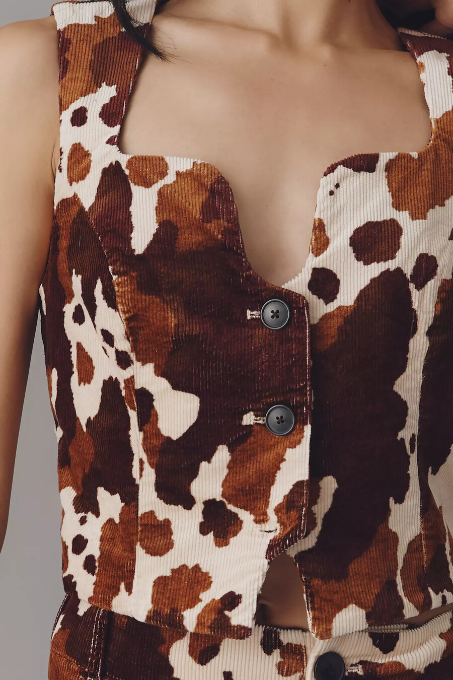 chaleco con botones delanteros y estampado de vaca de maeve