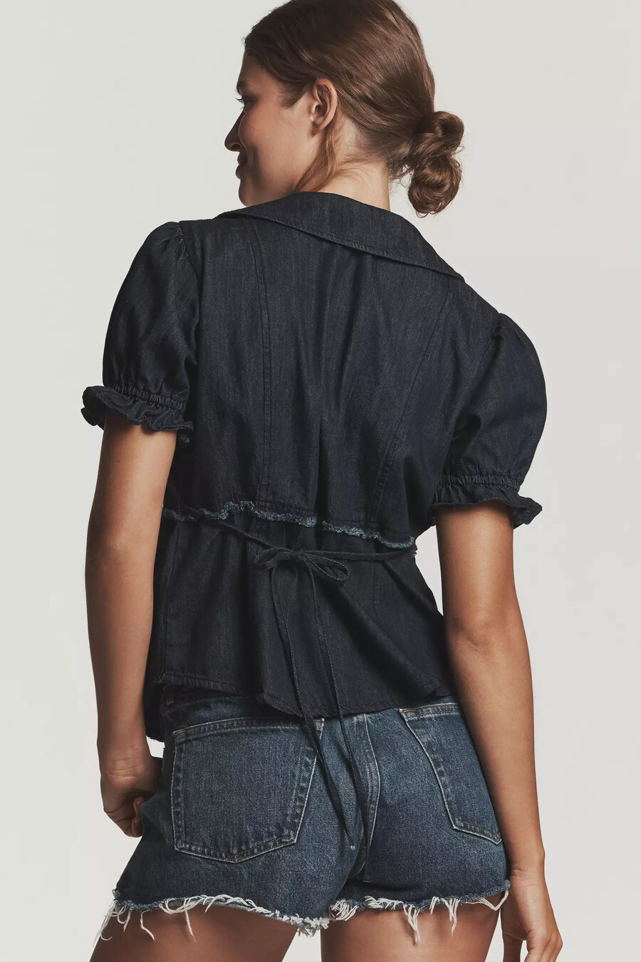 la blusa de mezclilla entallada keira de pilcro