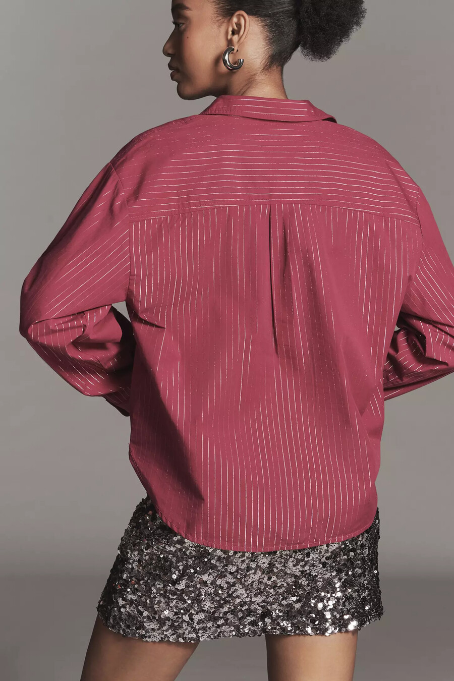 camisa de botones a rayas de lúrex shrunken bennet de maeve