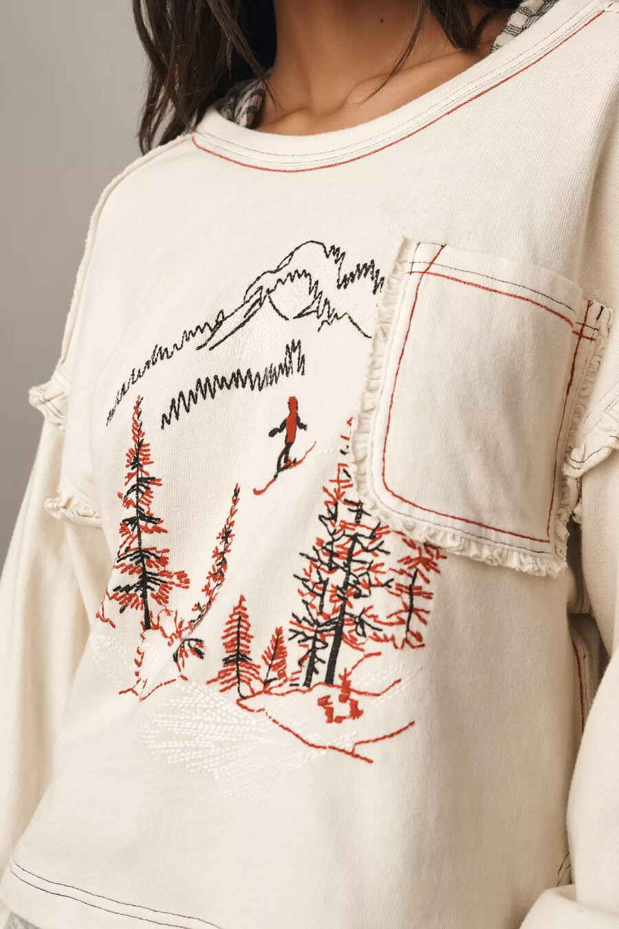 camiseta de algodón con volantes de manga larga pilcro après