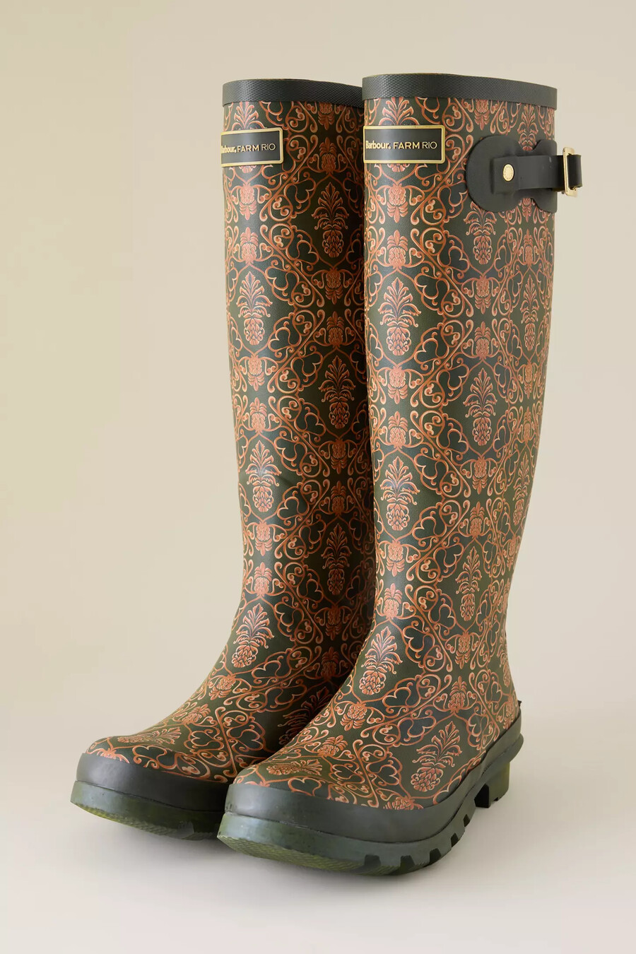botas de agua barbour x farm rio cami pineapple