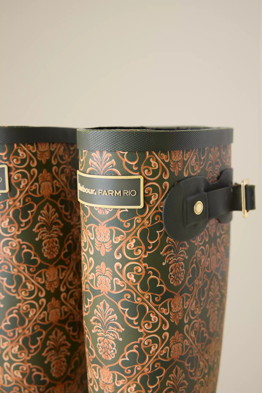 botas de agua barbour x farm rio cami pineapple