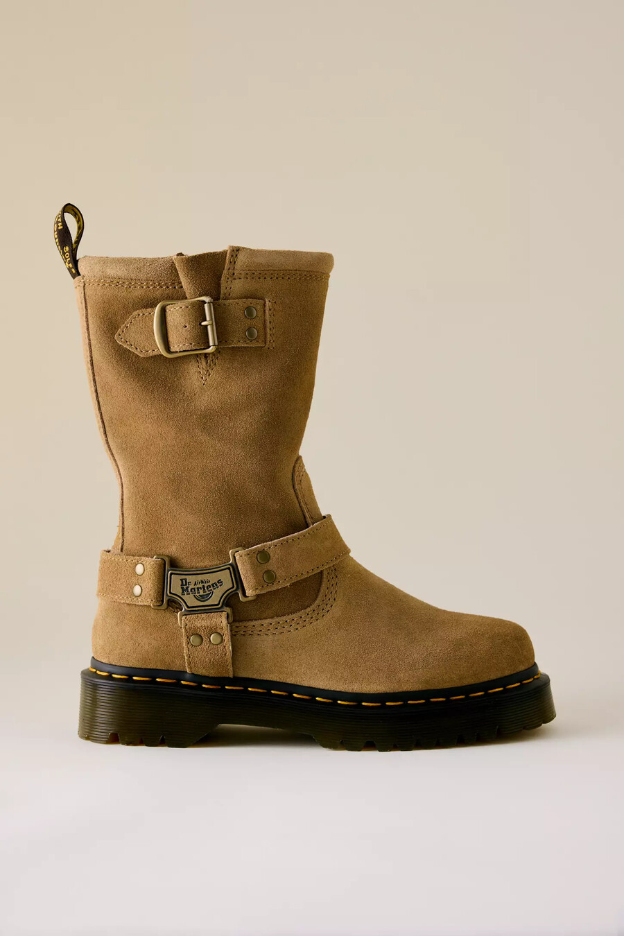 botas de motociclista de cuero anistone de dr. martens