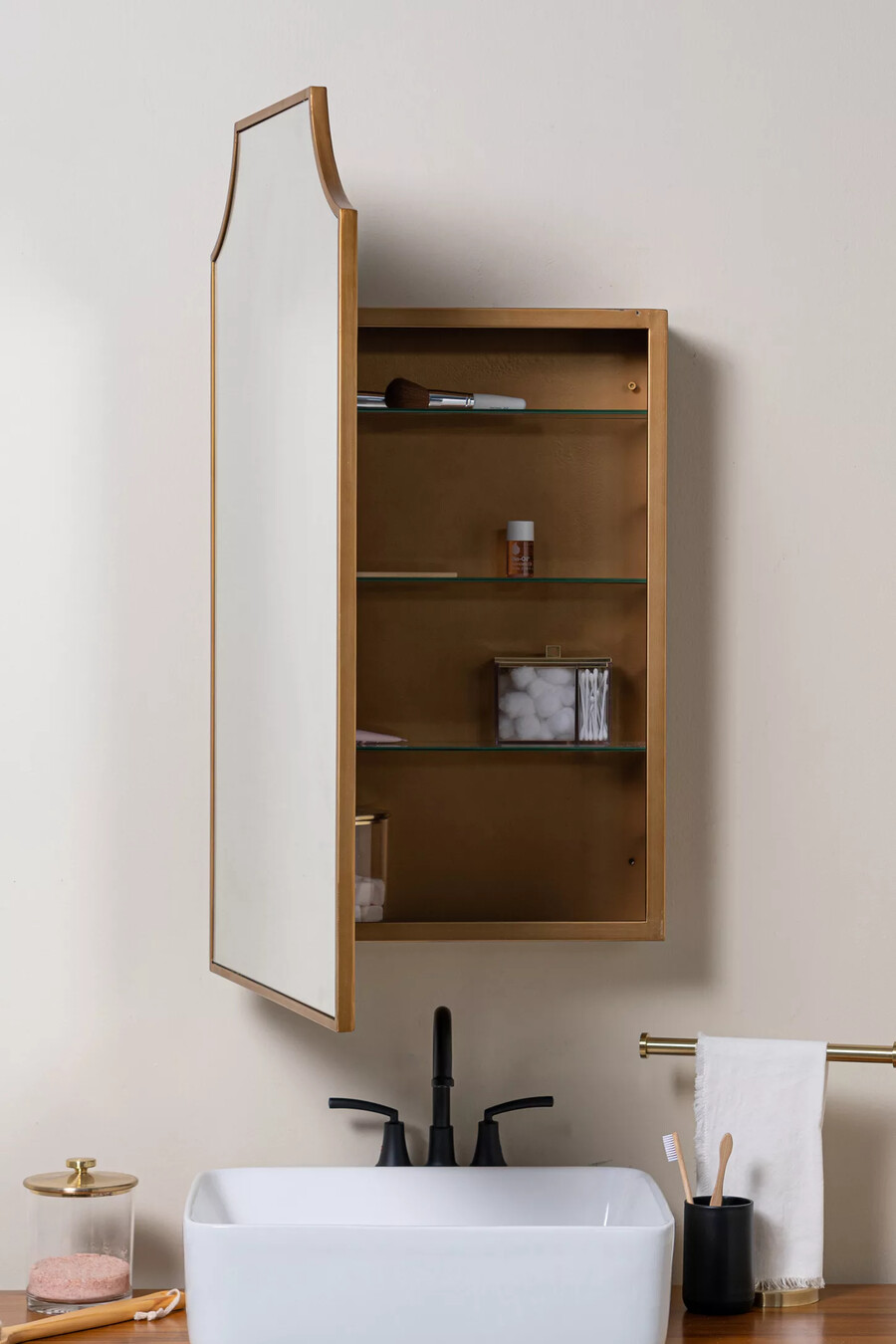 armario de pared para baño de metal con espejo simone