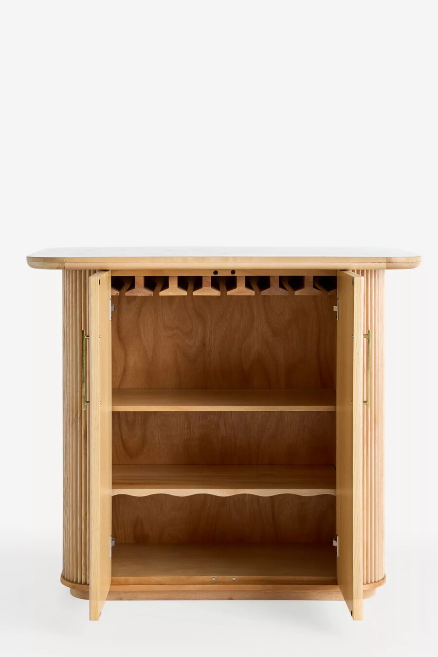mueble bar alto estriado de madera de nudo scout