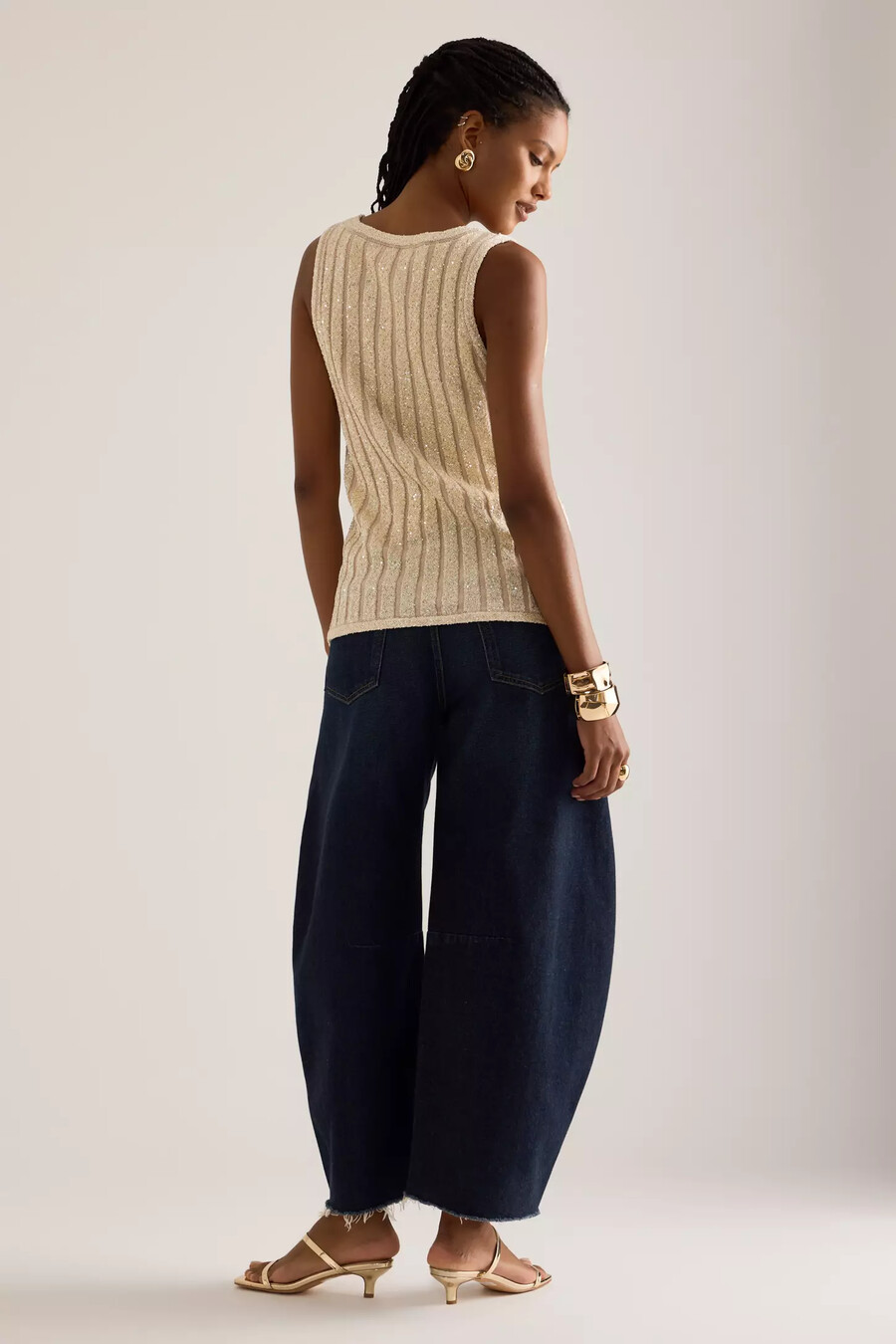 camiseta sin mangas con lentejuelas y escote redondo de anthropologie