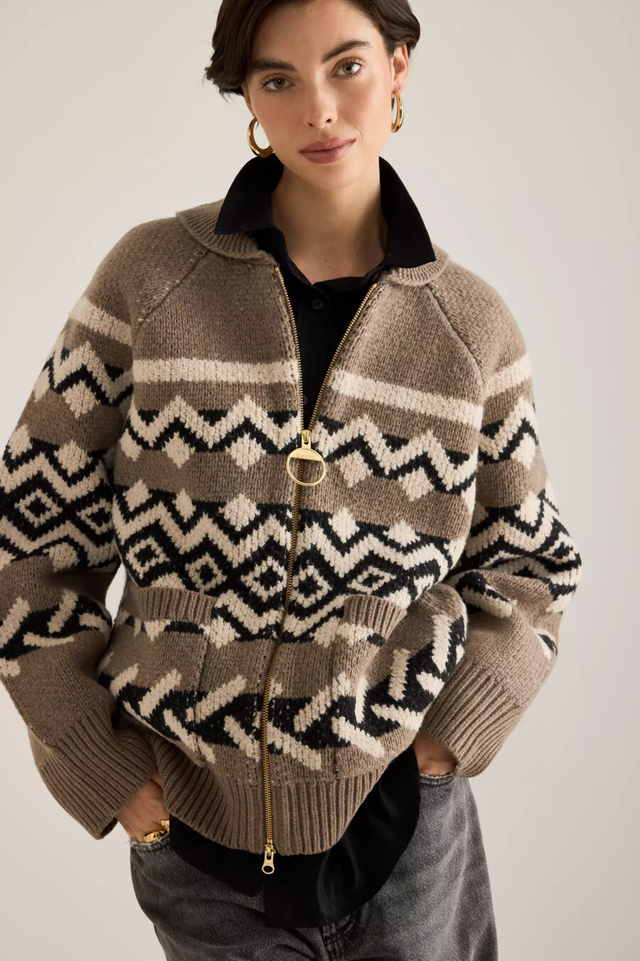 cárdigan de lana con cremallera barbour klara