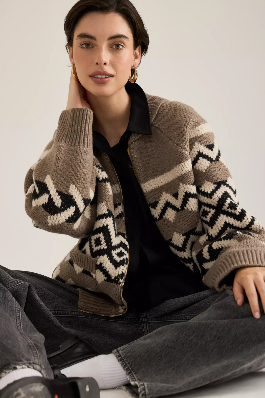 cárdigan de lana con cremallera barbour klara