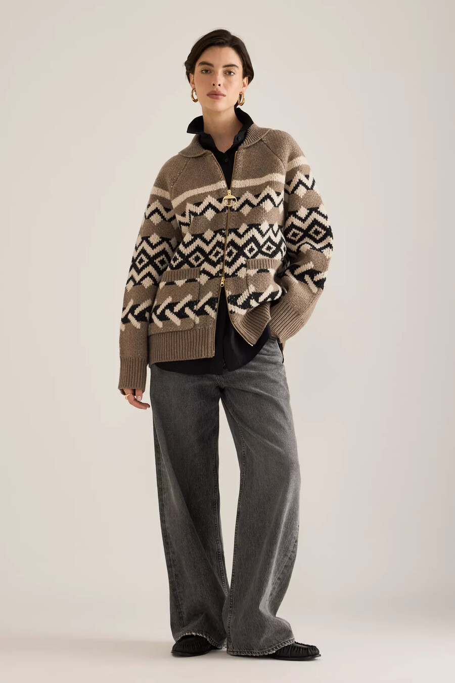cárdigan de lana con cremallera barbour klara
