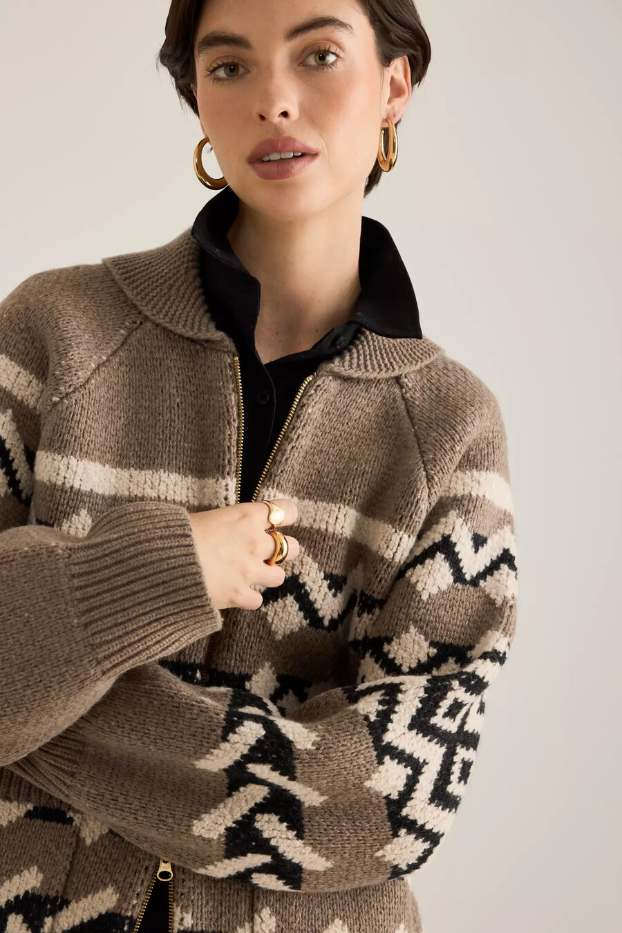 cárdigan de lana con cremallera barbour klara