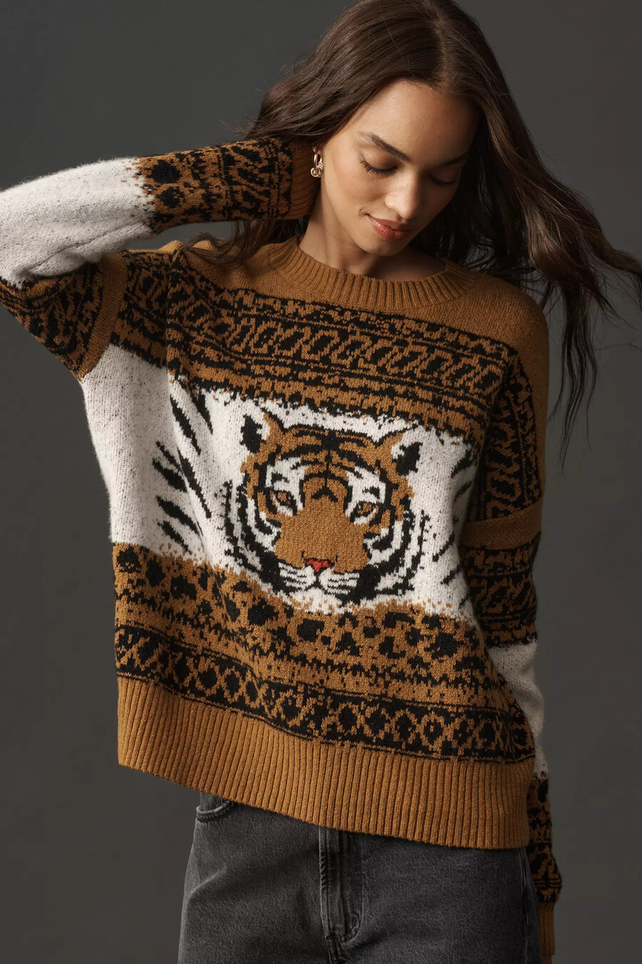 jersey de mezcla de lana con icono de tigre de pilcro
