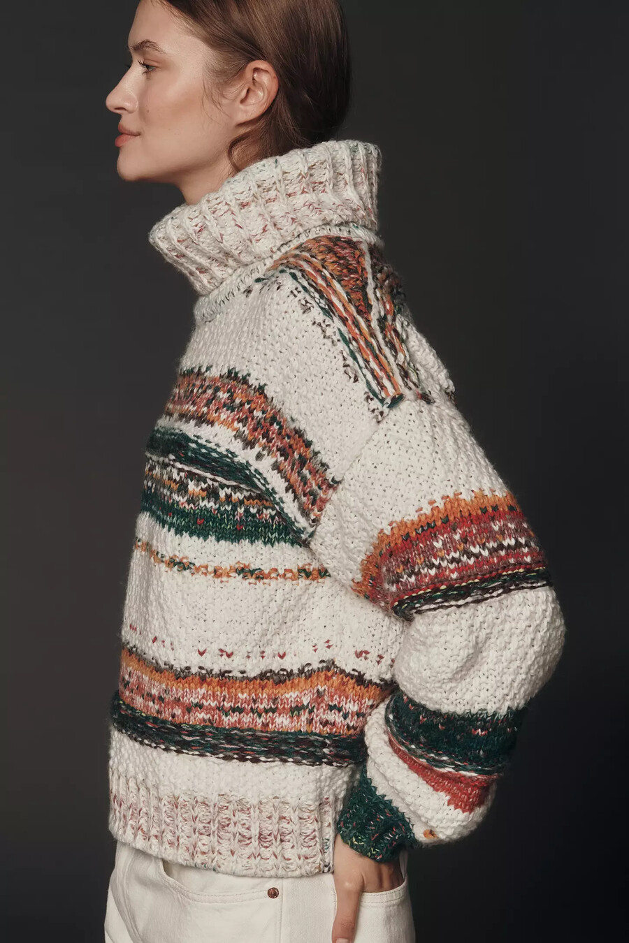 jersey de cuello alto con patchwork de pilcro