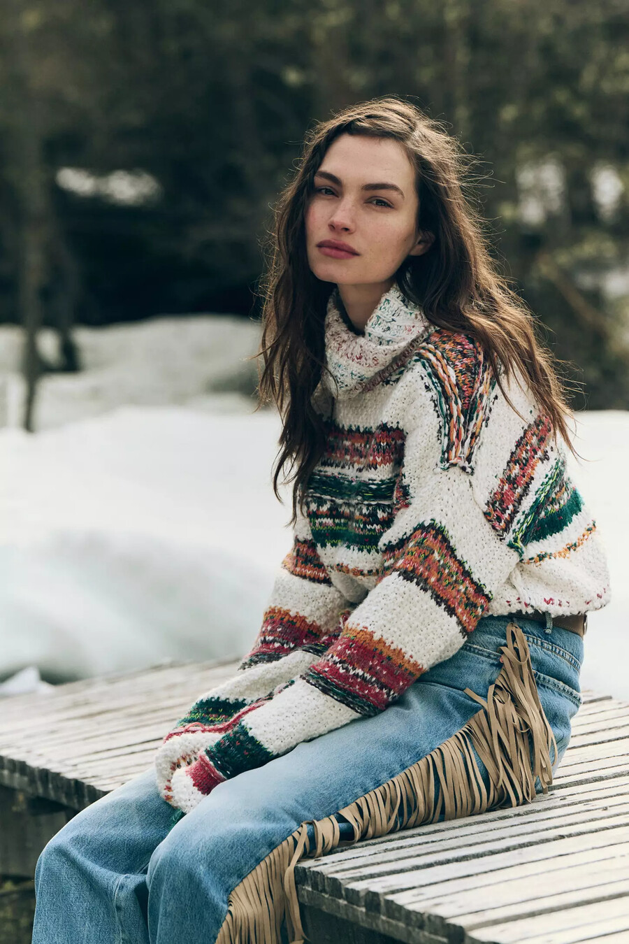 jersey de cuello alto con patchwork de pilcro