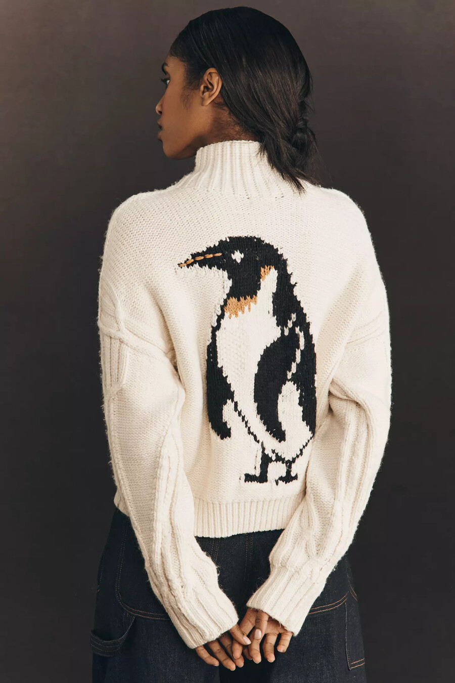 jersey de punto trenzado con cuello pilcro