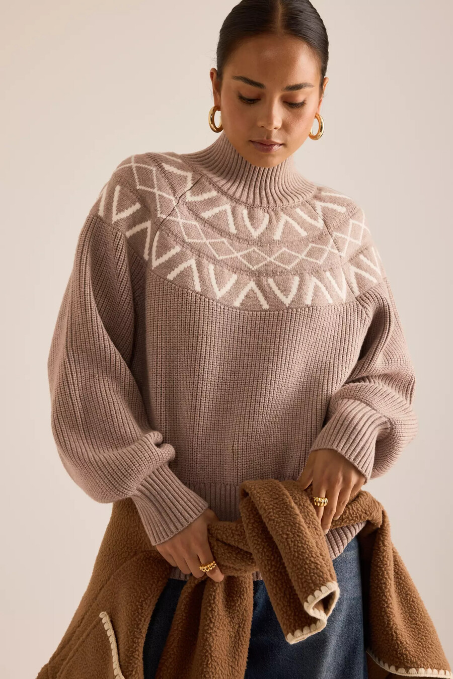 jersey de cuello alto con grecas alpinas marcie de varley