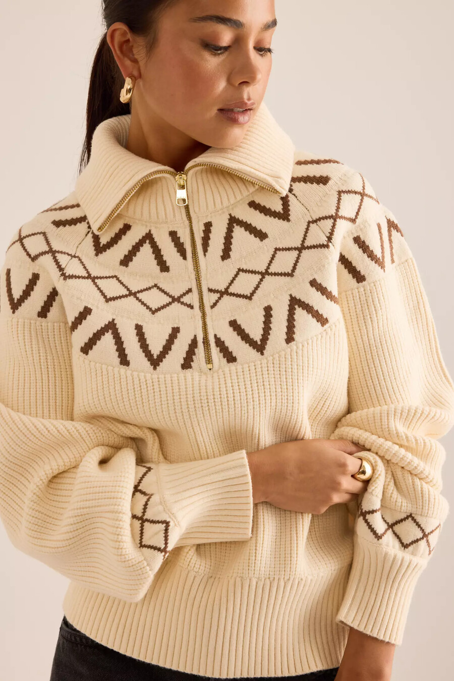 jersey varley sigrid fairisle con media cremallera