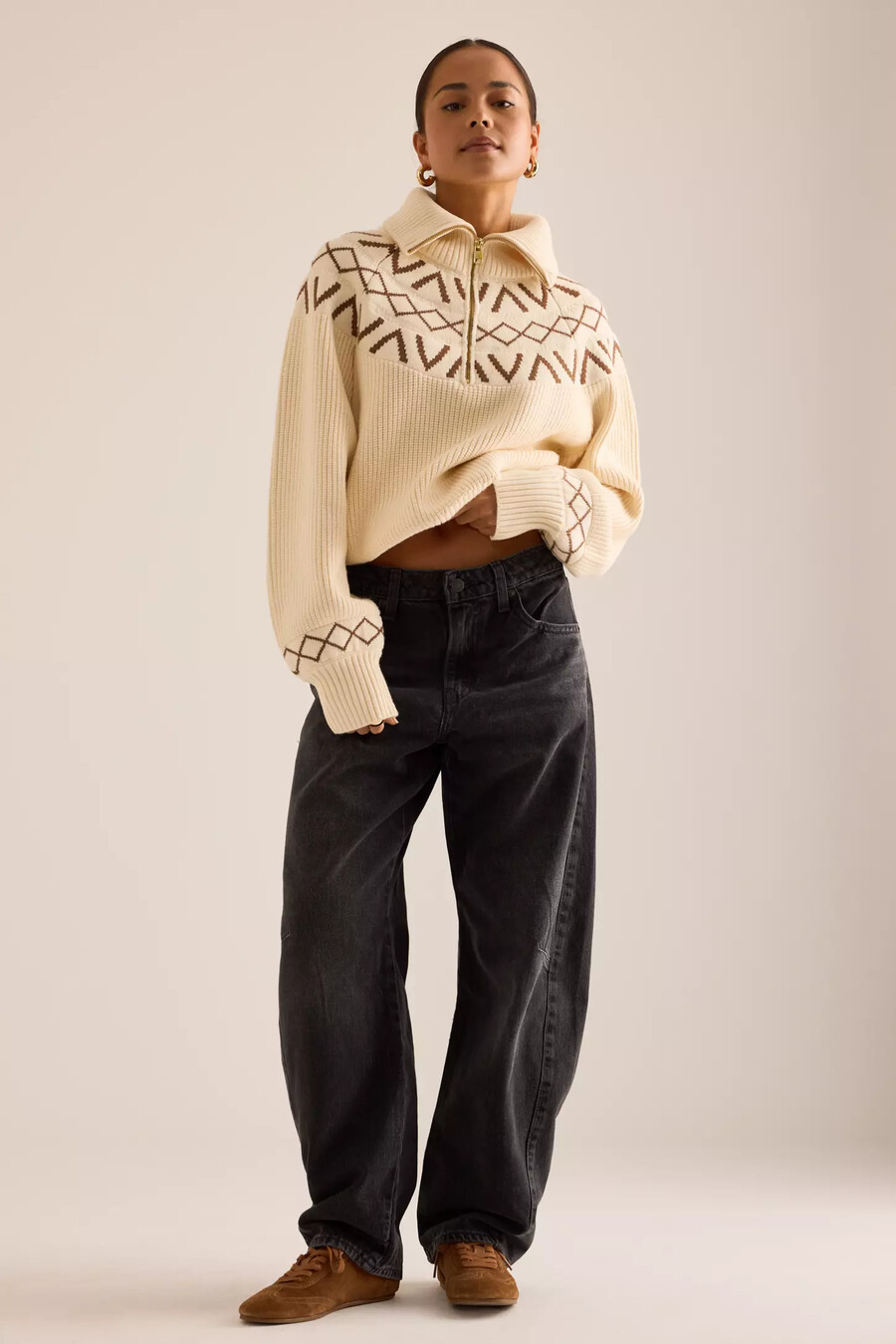 jersey varley sigrid fairisle con media cremallera