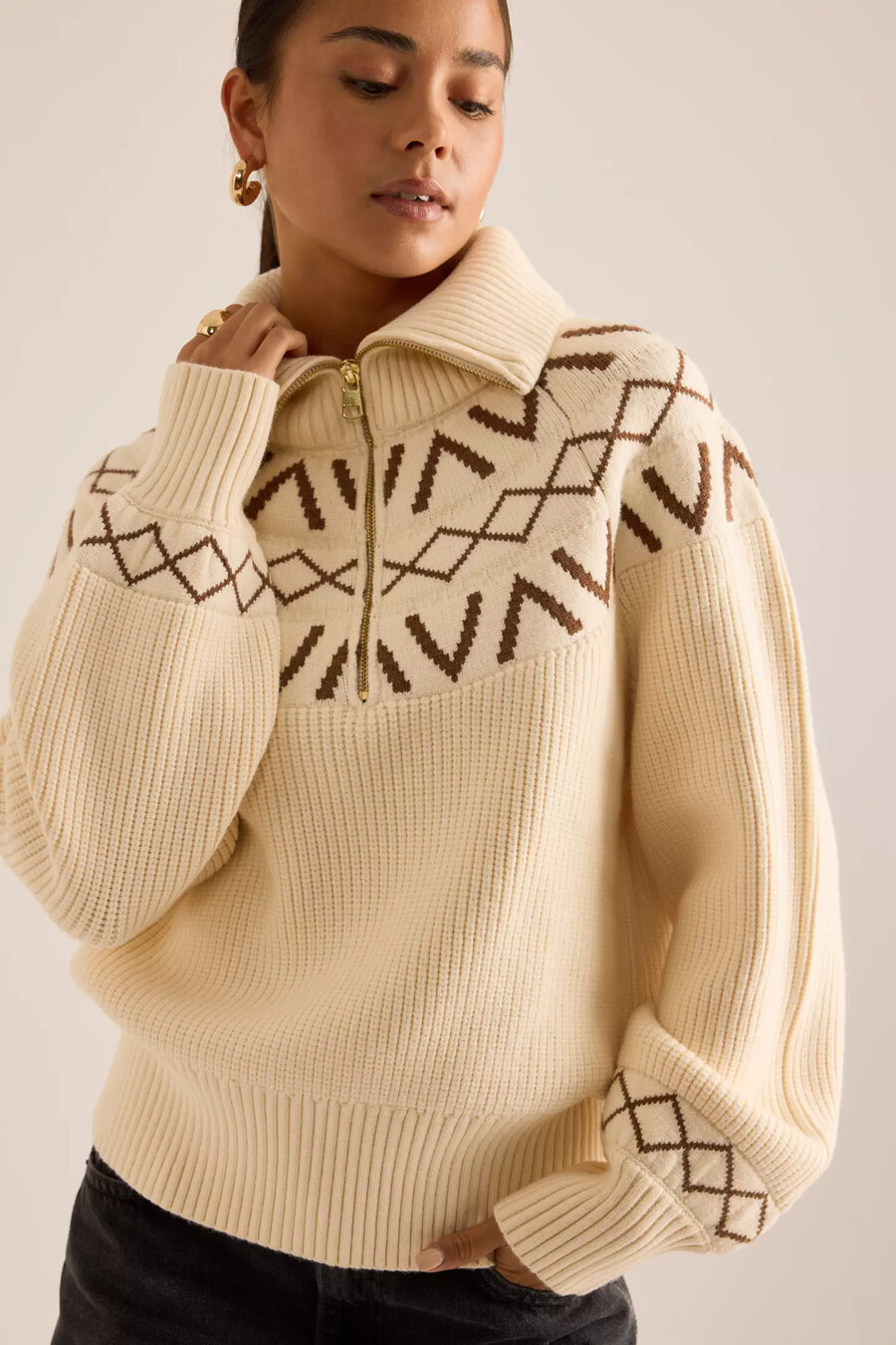jersey varley sigrid fairisle con media cremallera