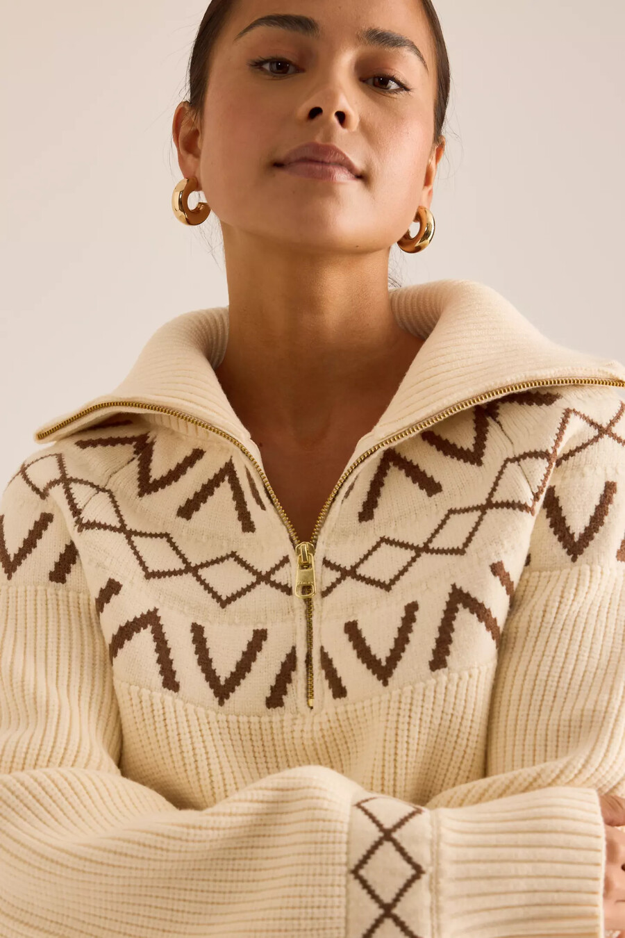 jersey varley sigrid fairisle con media cremallera