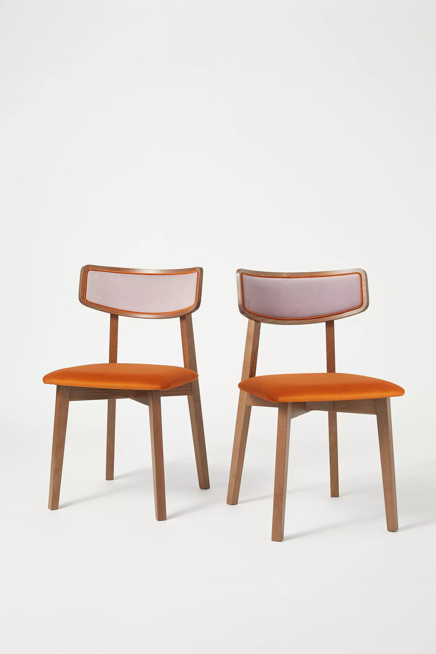 sillas de comedor amy de madera tapizadas en terciopelo juego de 2