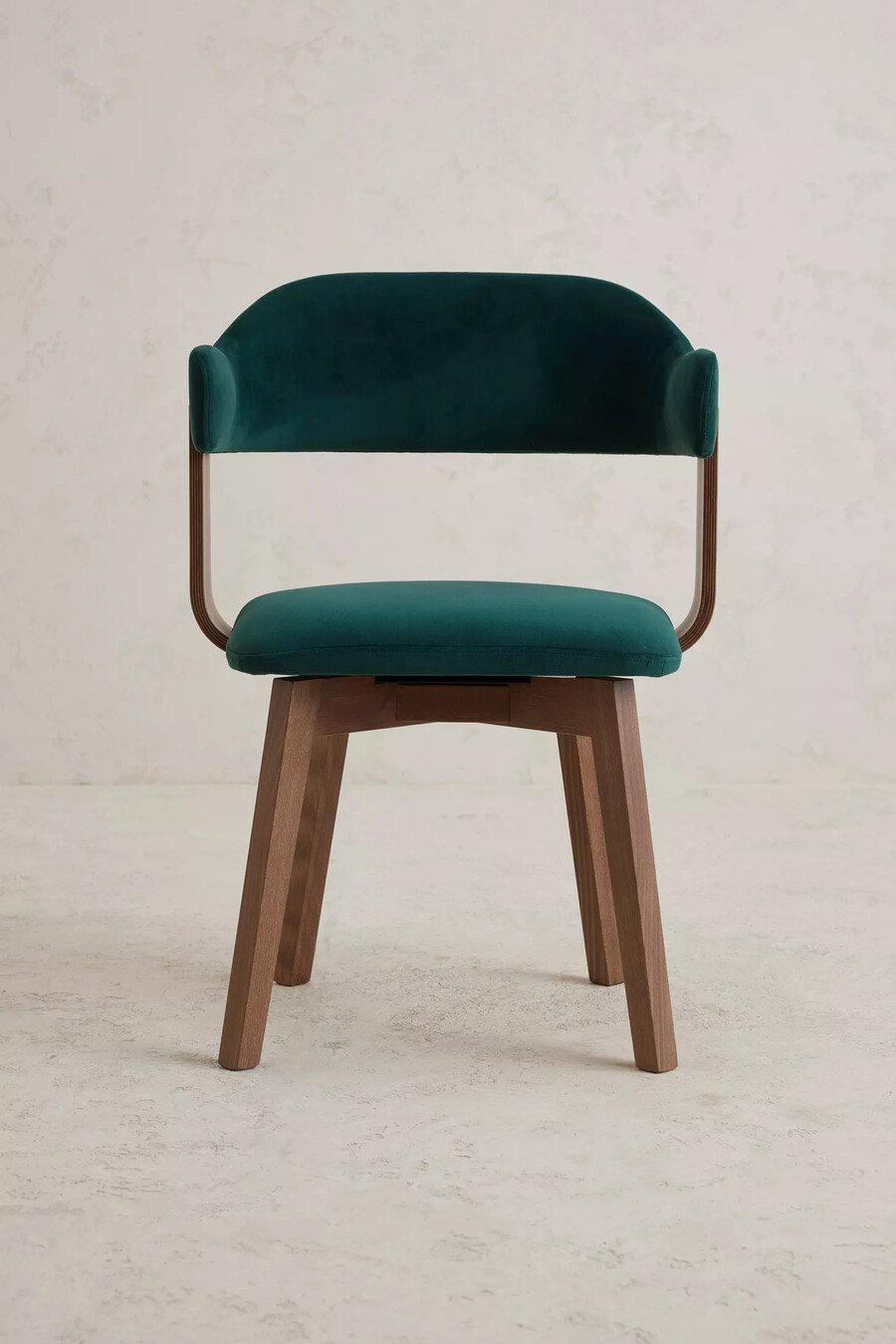 silla de comedor giratoria brooke de madera de haya tapizada en terciopelo