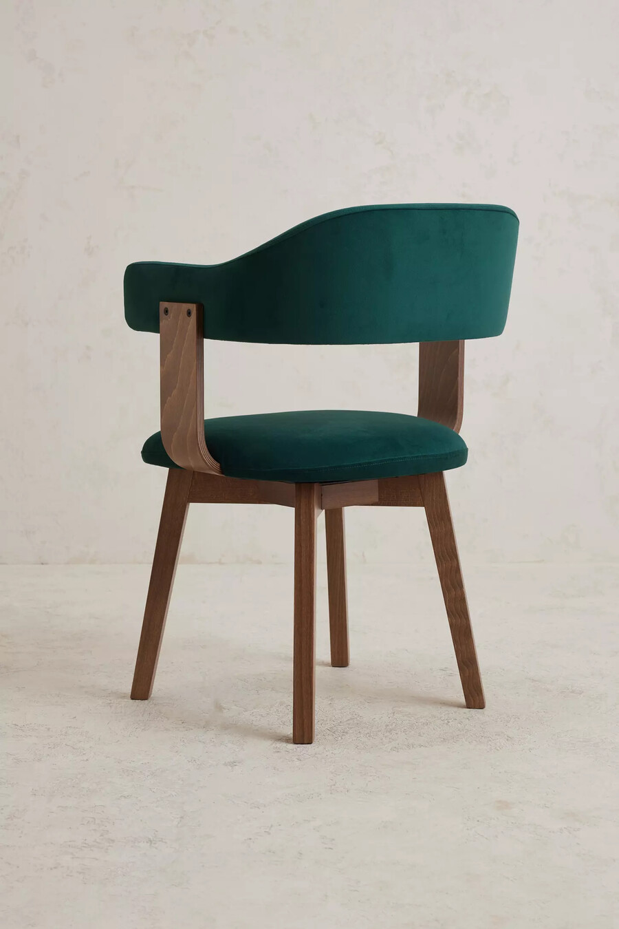 silla de comedor giratoria brooke de madera de haya tapizada en terciopelo