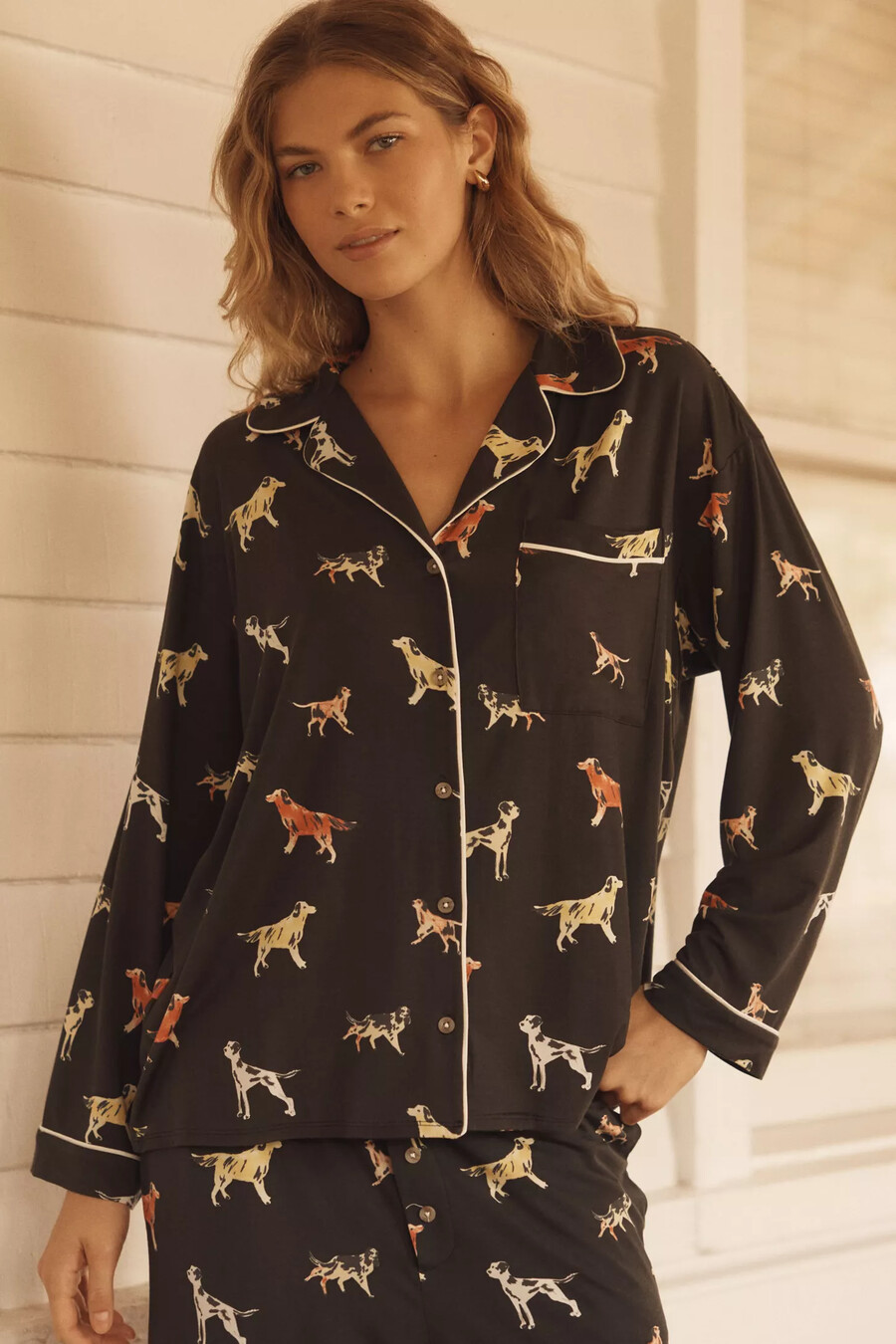 camisa de pijama de manga larga con ribete de briar