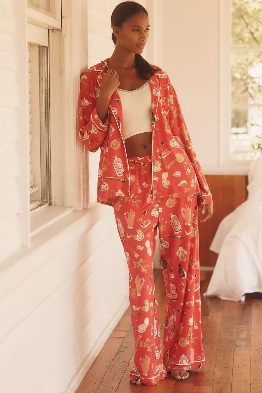 camisa de pijama de manga larga con ribete de briar
