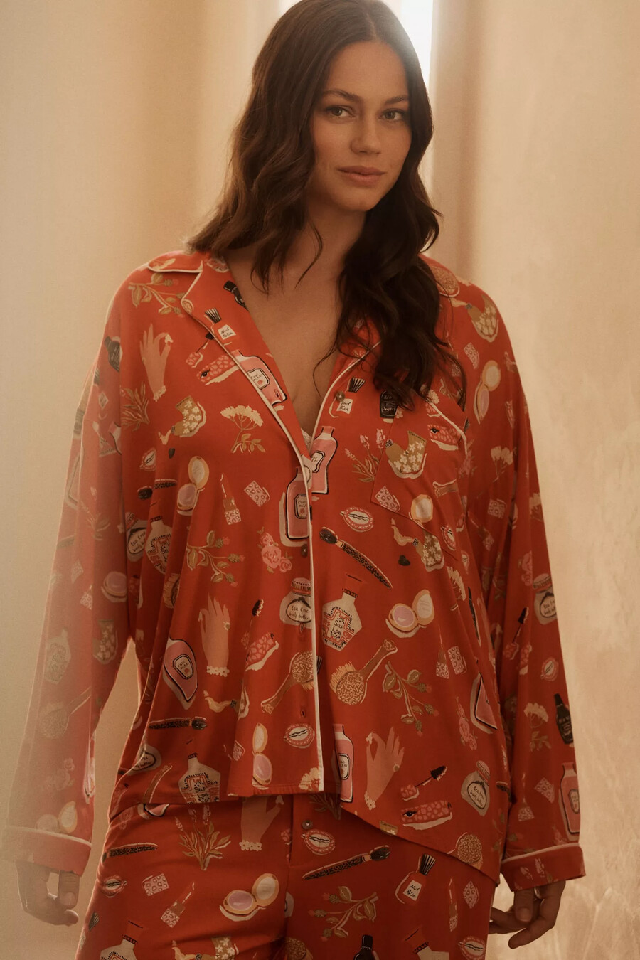camisa de pijama de manga larga con ribete de briar