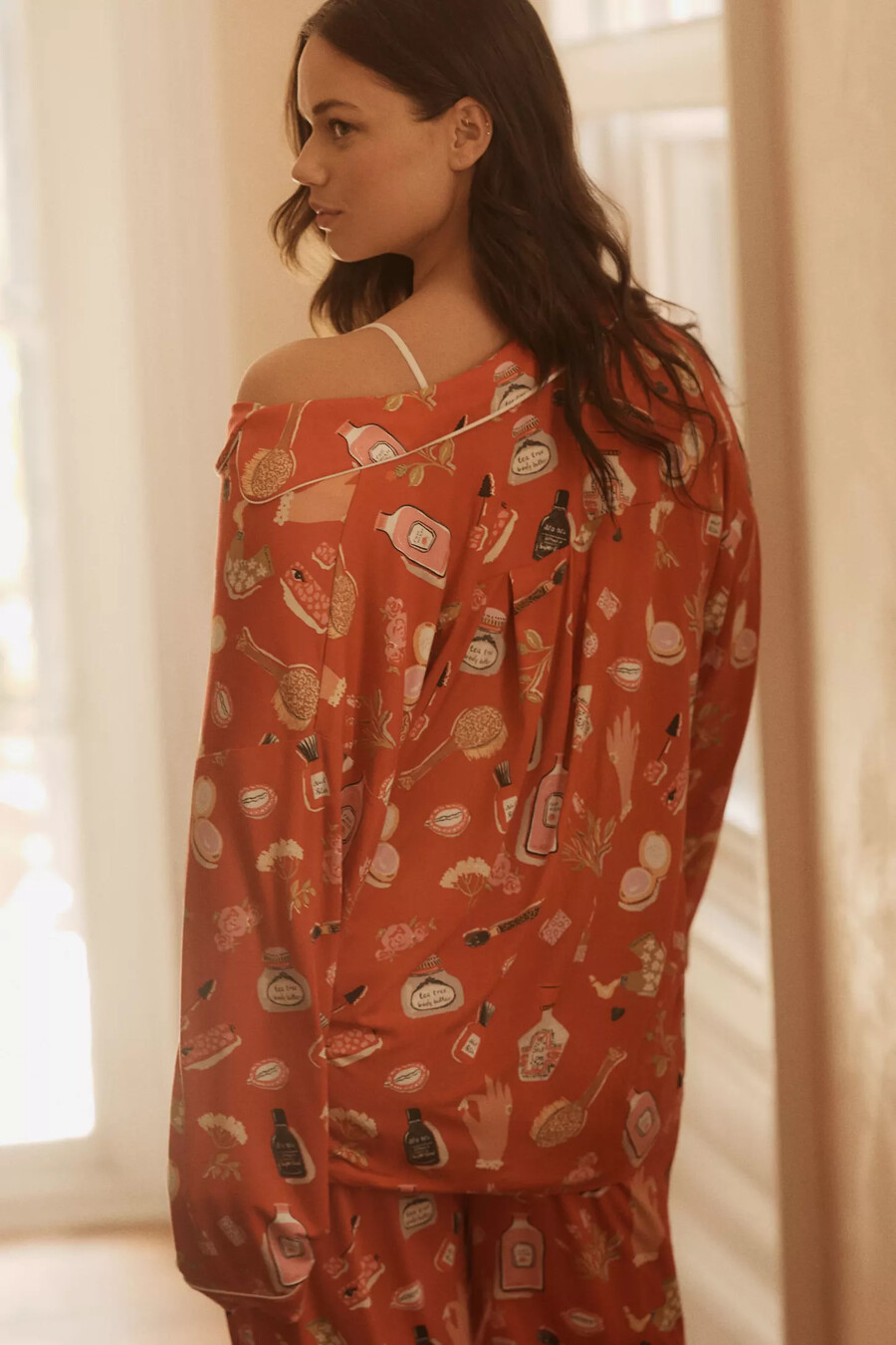camisa de pijama de manga larga con ribete de briar
