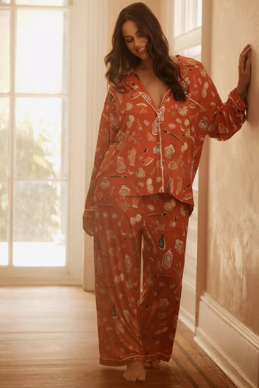 camisa de pijama de manga larga con ribete de briar