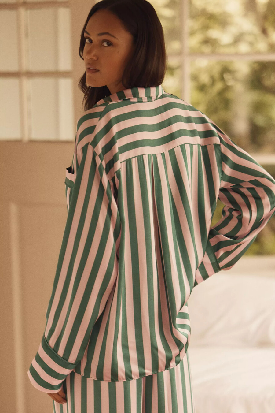 camisa de pijama extragrande con botones delanteros de anthropologie