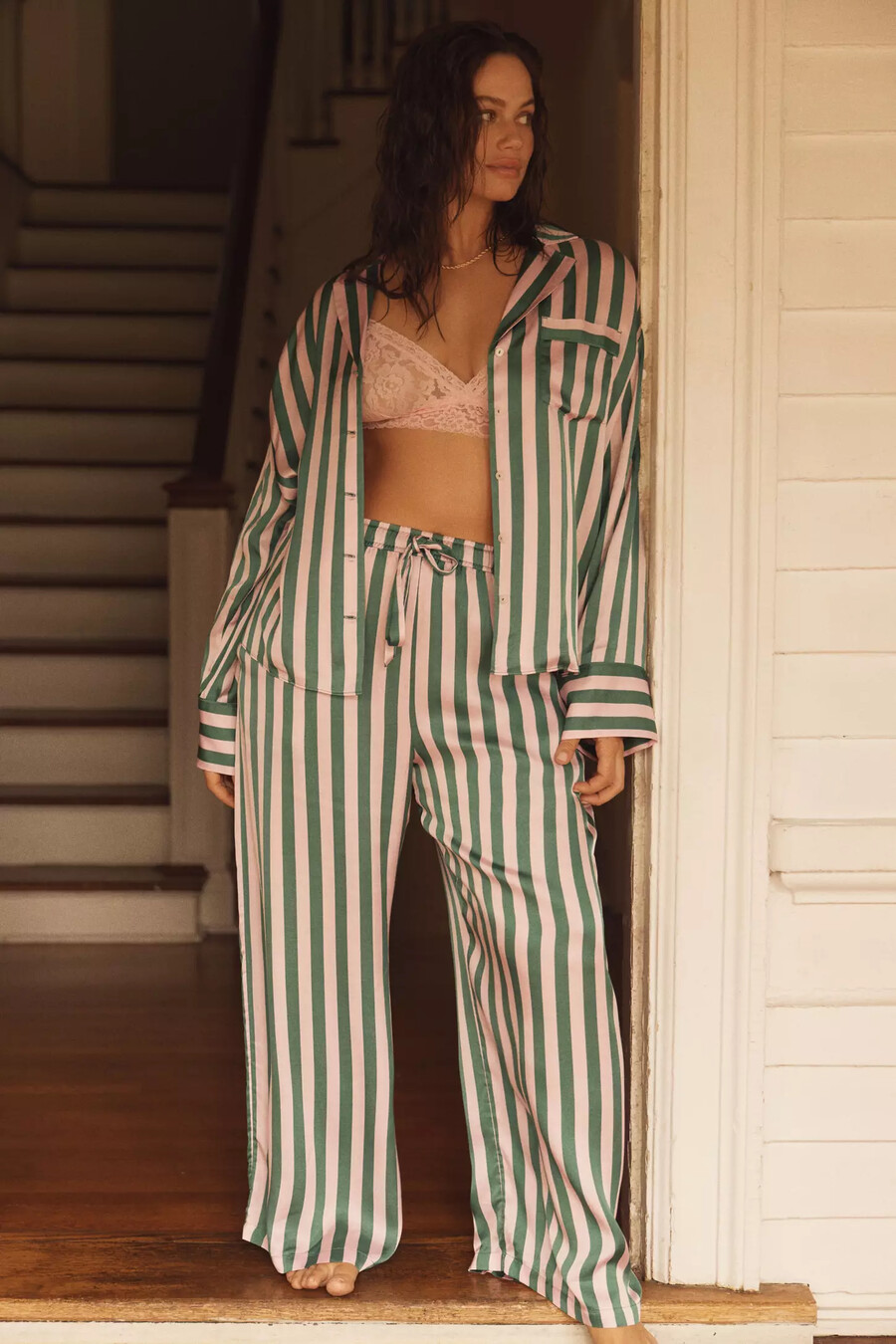 camisa de pijama extragrande con botones delanteros de anthropologie