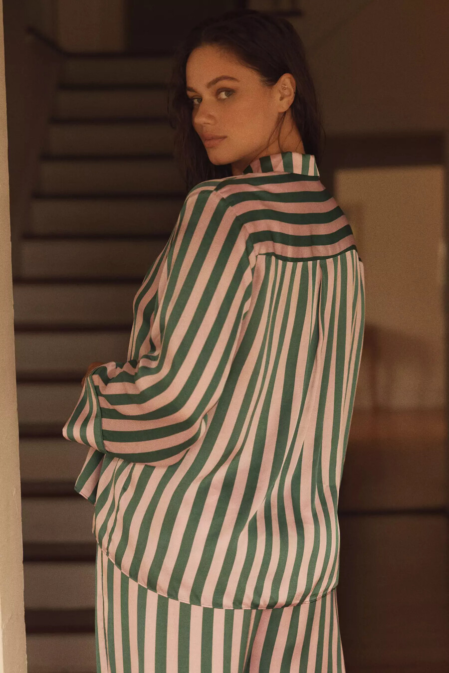 camisa de pijama extragrande con botones delanteros de anthropologie