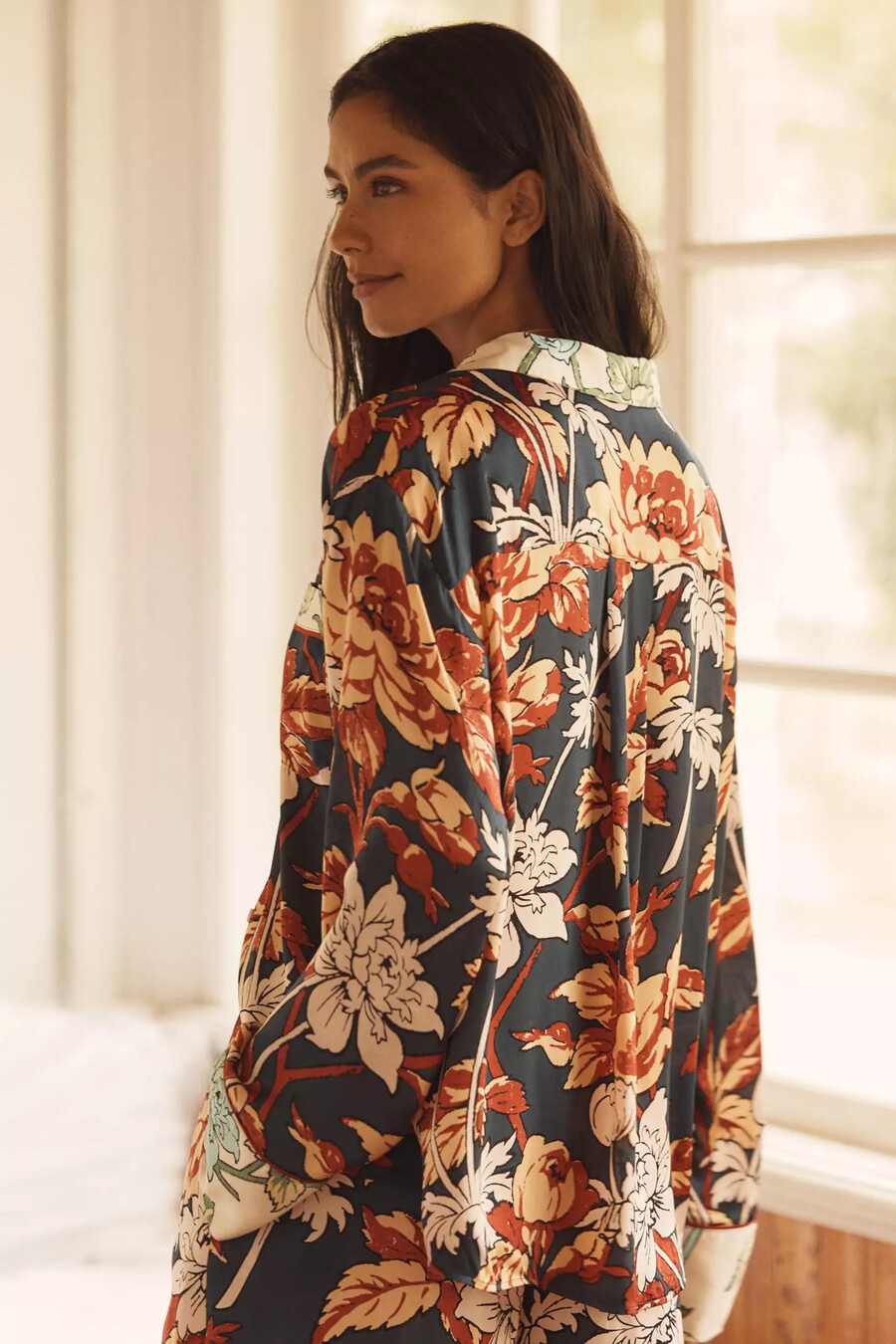 camisa de pijama extragrande con botones delanteros de anthropologie