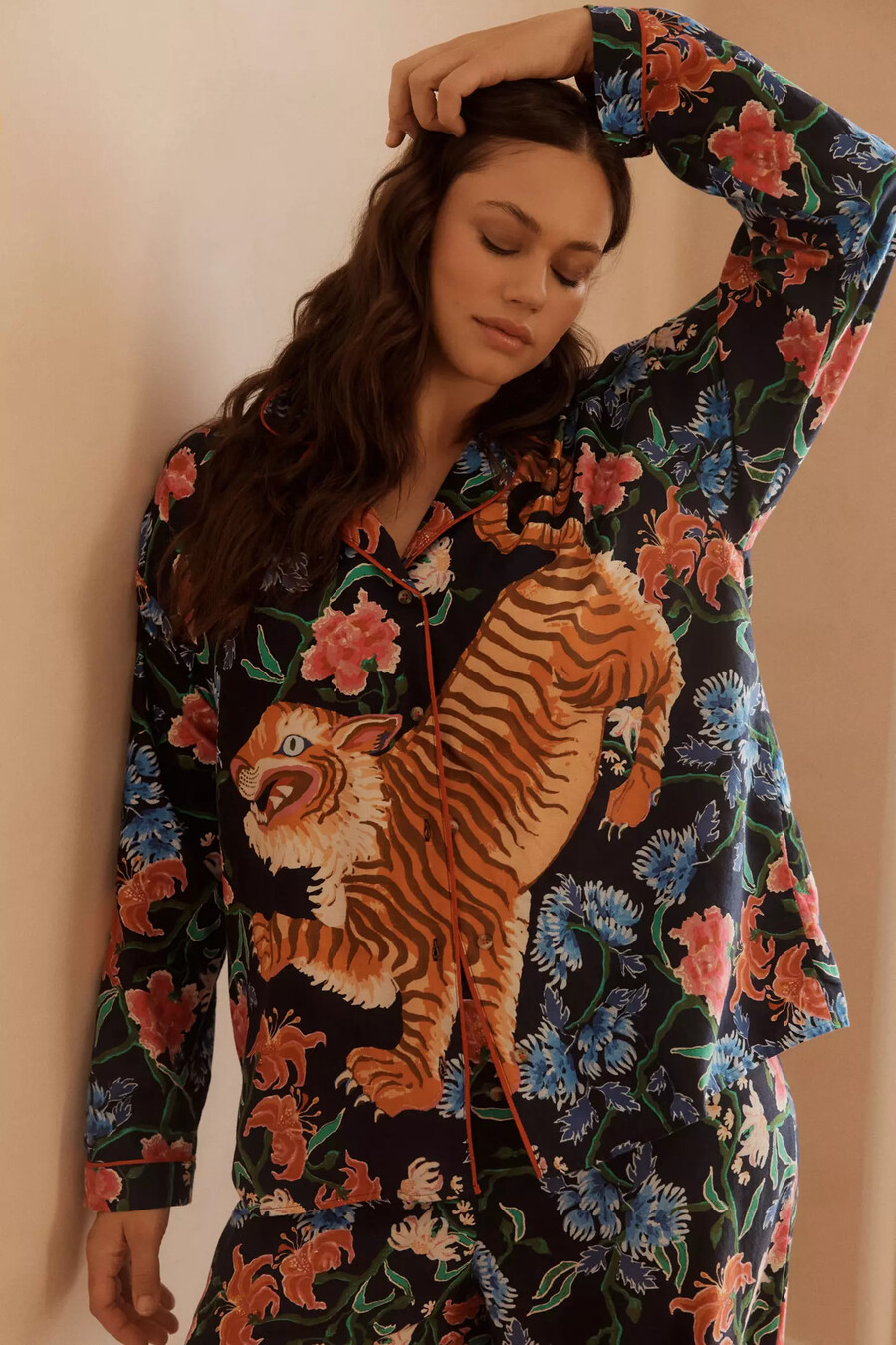 camisa de pijama de franela de manga larga lyrebird