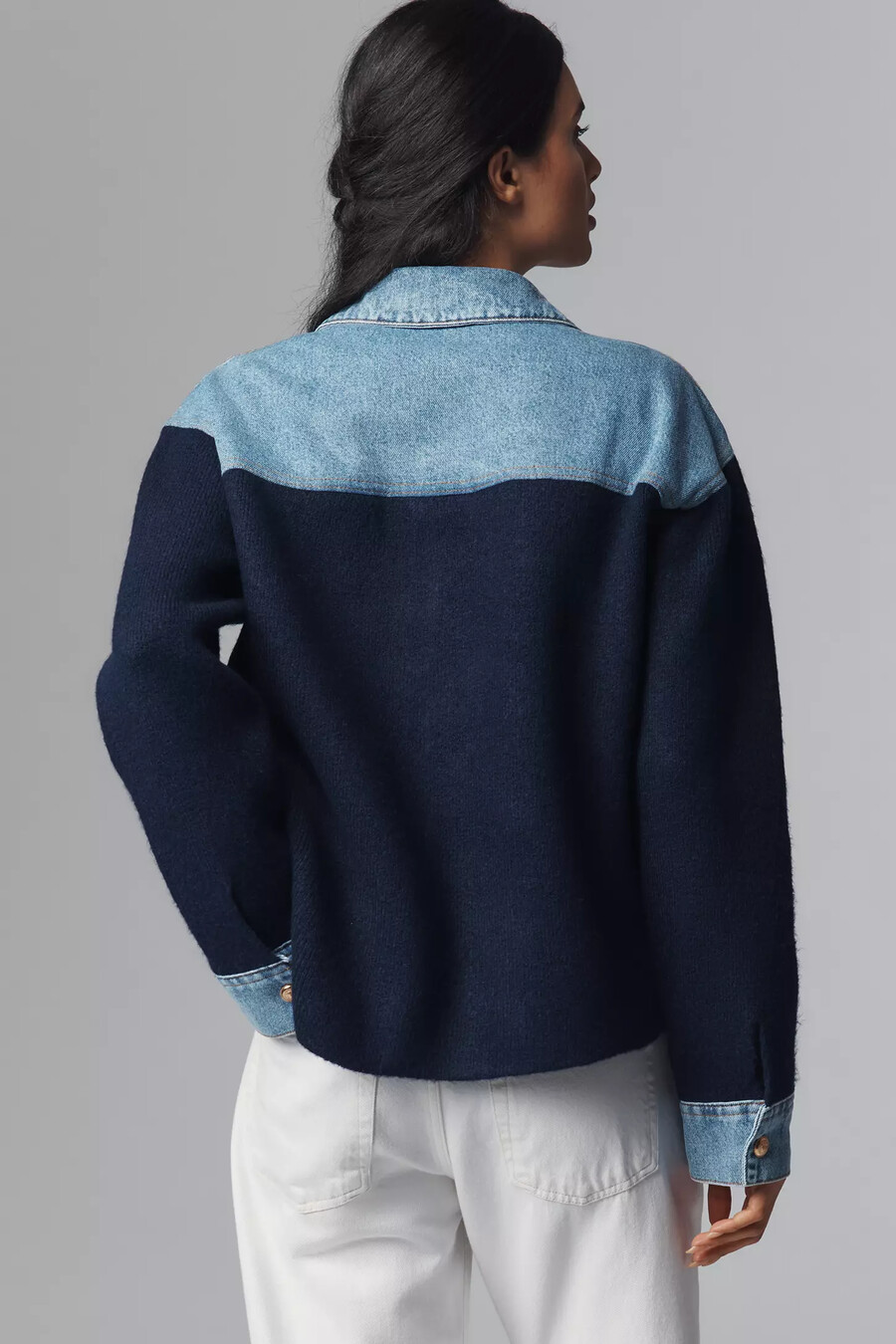 chaqueta vaquera de punto de técnica mixta pilcro