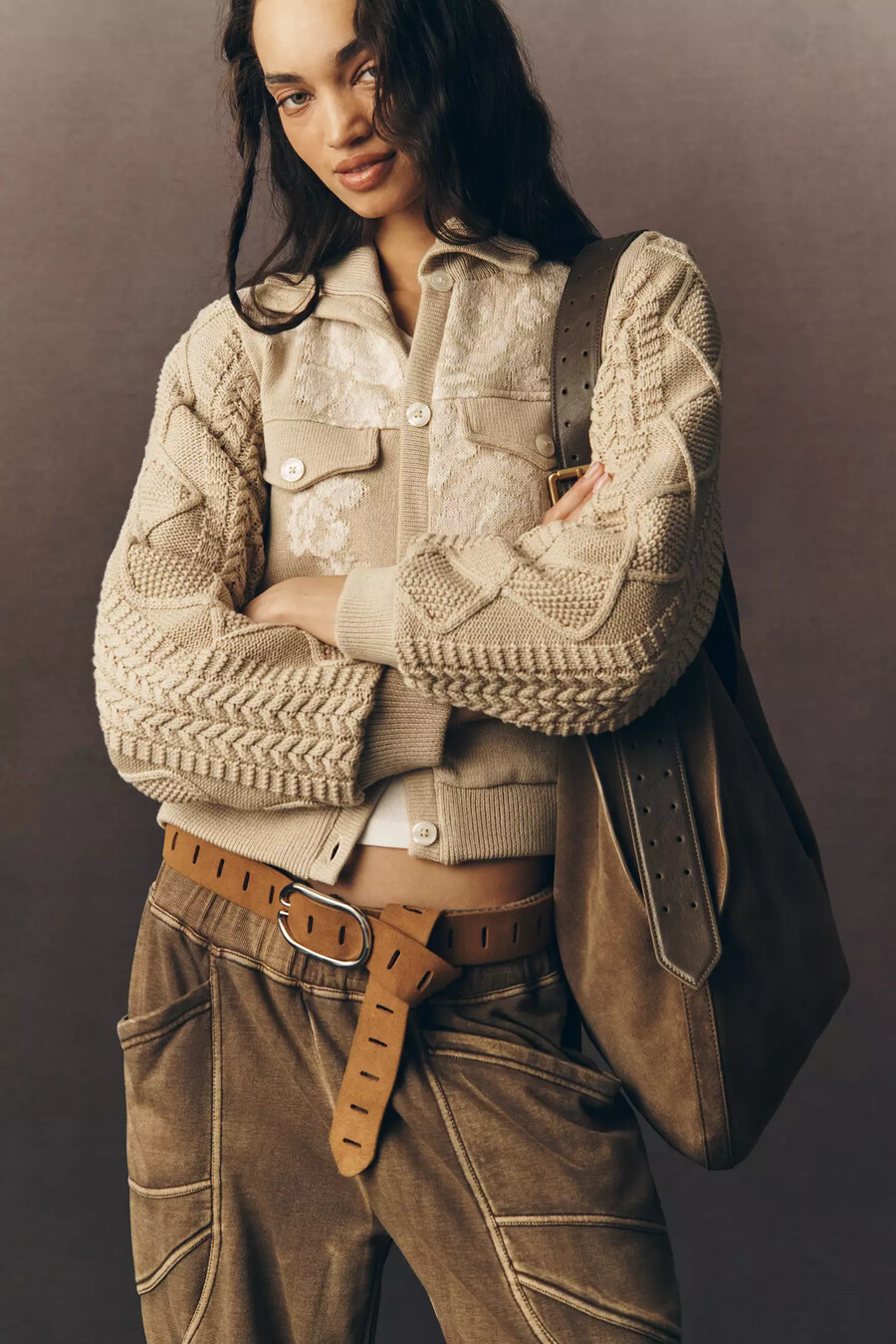 chaqueta con ribete de punto de anthropologie